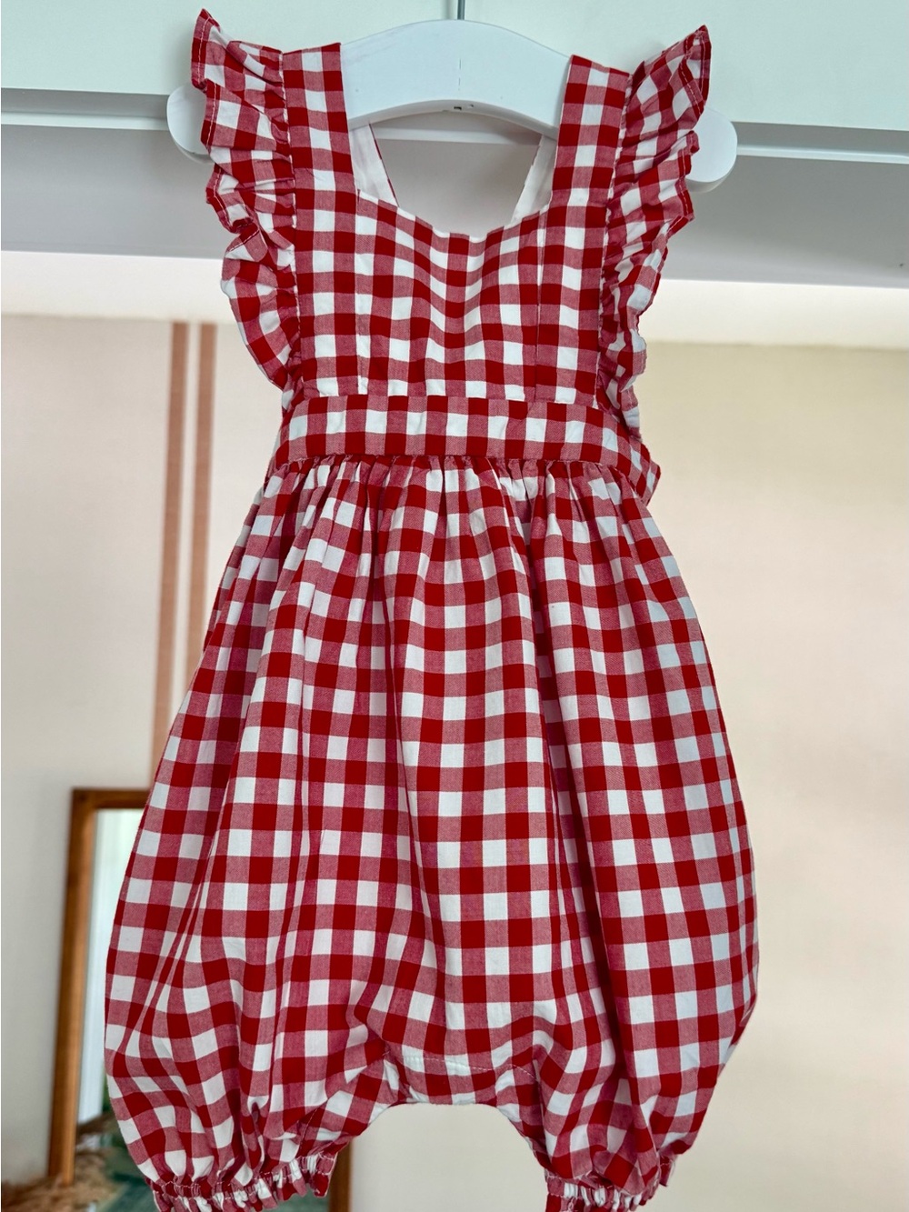 Baby Gap Red Gingham Romper Sz 6-12 Months EUC
